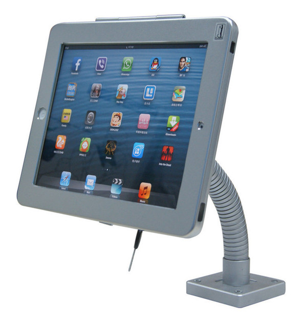 Gooseneck Metal Restaurant Ordering POS Machine Tablet Stand Holder for iPad 9.7 Inch Anti-theft Display
