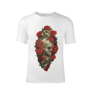Logotipo personalizado Impresión digital 3D Estilo gótico Rose Wreath Skull T-shirt Temperament Men's high grade Art camiseta personalizada