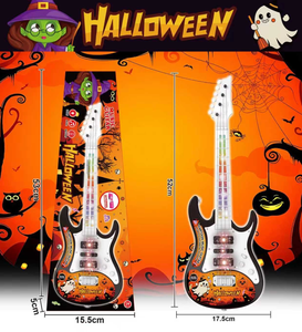 Guitarra Eléctrica de Juguete de Plástico para Halloween con Luces LED Intermitentes, Música Integrada, Funciona con Pilas AA, Accesorio de Fiesta Unisex para Niños, Regalo Festivo - Product Image 3