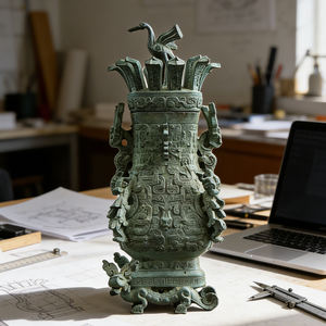 Dekorative Messing-Teekanne in Drachenform mit Lotus- und Kranich-Relief auf dem Deckel, Antikes Modell, Ornamente, Geschenke - Product Image 5