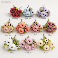Bouquet réaliste de 7 chrysanthèmes en soie, fleurs artificielles pour la Saint-Valentin, la fête des pères, Noël, décoration de fête