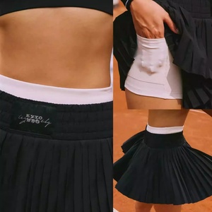 ชุดกระโปรงลายทางป้องกันรังสียูวีสำหรับกอล์ฟ เทนนิส แพเดิล พิคเคิลบอล พร้อมโลโก้สั่งทำพิเศษ น้ำหนักเบา ระบายอากาศได้ดี 2 ชิ้น สีตัดกัน - Product Image 3