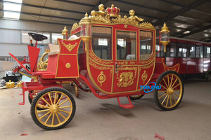 Carruaje de Caballos Rojo para Bodas Reales, Carruaje Turístico de la <span class=keywords><strong>Vieja</strong></span> Ciudad, Carruaje Clásico de <span class=keywords><strong>Cenicienta</strong></span>, Vagón Eléctrico en Venta - Product Image 3