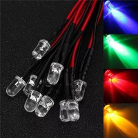 Diodes électroluminescentes pré-câblées 5mm LED 12V 20cm Blanc Rouge Vert Bleu Jaune UV RGB pour décoration