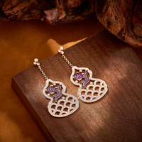 Laiton creux petit poisson rouge gourde Long collier boucles d'oreilles deux pièces ensemble cubique zircone femmes cadeau d'anniversaire