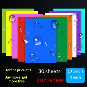 Papier d'impression d'étiquettes adhésives A4 coloré, papier synthétique vinyle imperméable, résistant à la déchirure, imprimé au laser, autocollant de qualité alimentaire - Product Image 2