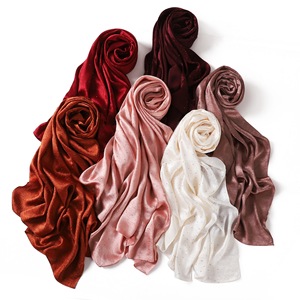 Luxury Starry Rhinestone Crinkle Satin Long Scarf, Solid Color Faux Silk Modest Muslim Hijab <b>Shawl</b> For Eid <b>Wedding</b> - Product Image 4
