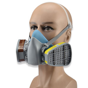 Mascarilla Industrial de silicona de media cara, mascarilla de Gas con doble filtro para pintar - Product Image 3