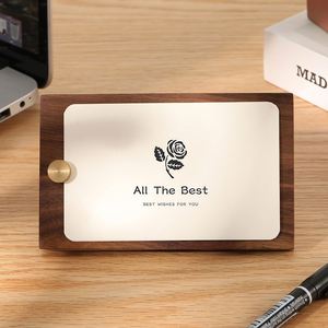 High-Quality Luxury Walnut Business Card Holder Brass Accent <b>Desk</b> Organizer for Executive Office Home Coffee Decoration - Product Image 1
