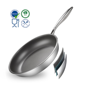 3-Lớp Không Dính Lớp Phủ Titan Nhà Bếp Cảm Ứng Thép Không Gỉ Nấu Ăn <span class=keywords><strong>Pan</strong></span> Chảo Lai Thép Không Gỉ Chảo - Product Image 1