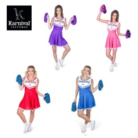 ODM Großhandel Damen Halloween Party Performance Cosplay Kostüm Sommer Tanktop Kleid Cheerleader Rote Pompons Polyester