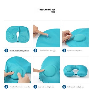 Oreiller de voyage gonflable personnalisé en forme de U, coussin d'air portable pour le cou avec sac de rangement, logo personnalisé - Product Image 4
