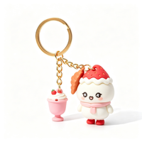 Pinshuo 20 jaar bestseller op maat gemaakte 3D schattige cartoon hond & fruit logo zachte PVC rubberen sleutelhanger herdenkingsgeschenk mode