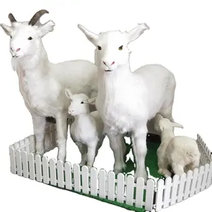 家の装飾飾り粉乳ショッピングウィンドウディスプレイビッグサイズ白いヤギの装飾毛皮動物羊シミュレーションヤギ
