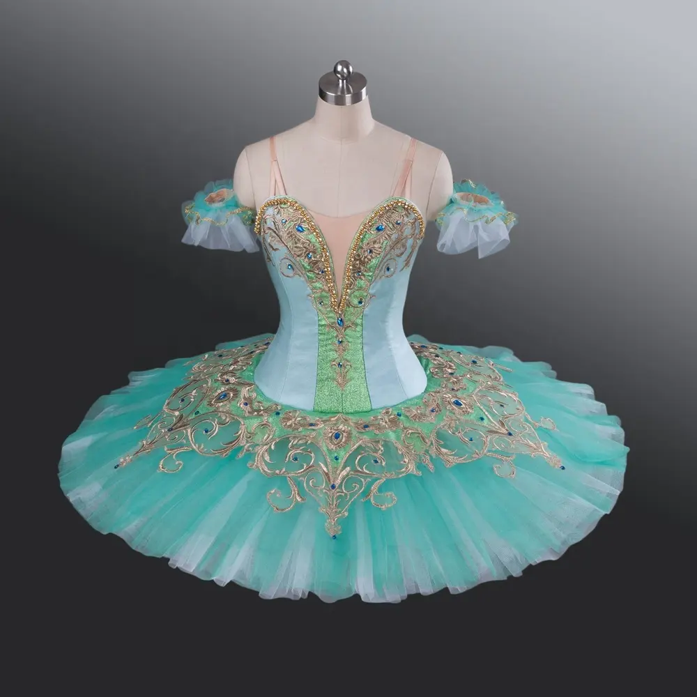 Verde Esmeralda clásico de la actuación profesional de Tutu niños trajes de Ballet dormir belleza variación ballet PancakeTutu