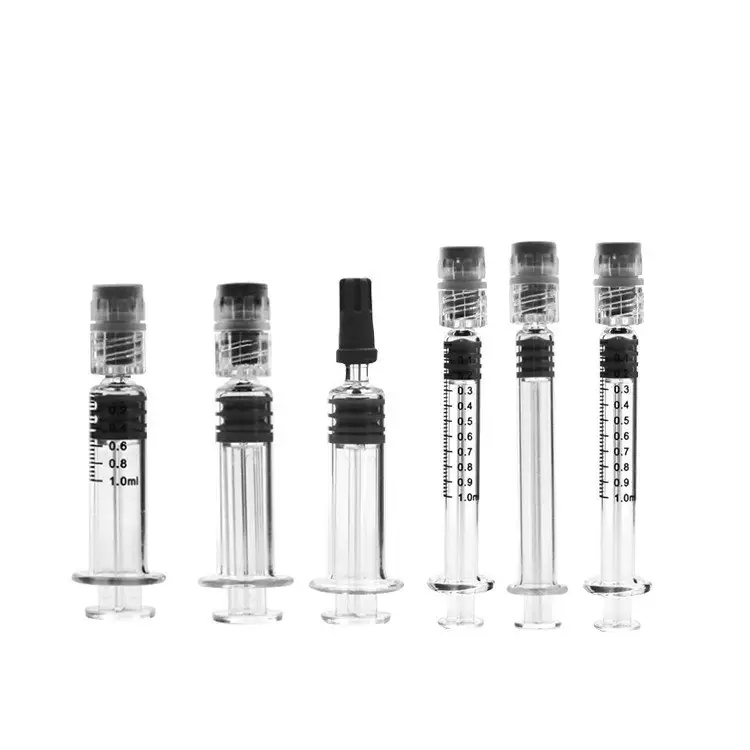 1ml 2.25ml 3ml 5mlプレフィルドホウケイ酸シリンジ金属プラスチックプランジャールアーロックシリンジ10ml