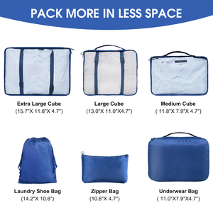 सुविधाजनक यात्रा सामान के लिए 6-टुकड़ा सेट यात्रा बैग क्यूब्स सामान आयोजक - Product Image 2