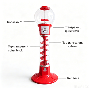 Distributore di Caramelle a Spirale Premium con Globo Trasparente per Palline da 1 Pollice, Direttamente dalla Fabbrica per l'Ingresso del Supermercato - Product Image 2