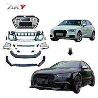 Kit carrosserie 100 % compatible pour Audi A3 2017-2020, mise à niveau au style A3 RS3 Facelift, installation facile, pare-chocs, calandre, lèvre de pare-chocs, kit carrosserie