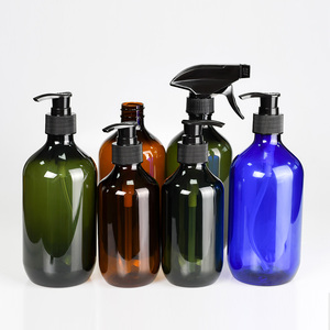 Bán Buôn 300Ml 16Oz 500Ml Hổ Phách/Màu Xanh Lá Cây Vòng Xe Vẻ Đẹp Làm Sạch Chất Lỏng Nước Pet Phun Nhựa Chai Rỗng Với Súng Phun - Product Image 6