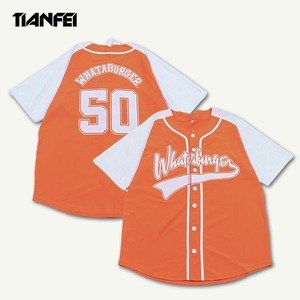 Tf Custom Borduurwerk Honkbal Uniform Sublimatie Naaien Logo Print Knop Honkbal Jersey - Product Image 1