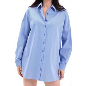 Chemise boutonnée pour femme 7448, popeline rayée romaine, tenue de tous les jours, chemisier simple et tendance - Product Image 4