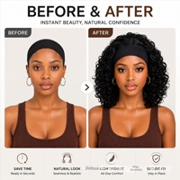 Perruque bandeau afro bouclée petite taille style européen-américain pour femme, fabriquée à la machine, 130g, sans colle, sans adhésif, légère