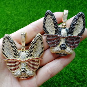 Colar Hip Hop Iced Out com Pingentes Grandes de Latão Banhado a Ouro CN137 e Zircônias Cúbicas, Joia de Festa para Homens e Mulheres, Presente - Product Image 5