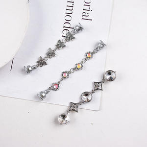 Rongyun hogar agujero Nueva joyería DIY mariposa color diamante <span class=keywords><strong>cadena</strong></span> desmontable metal viento accesorios zapatos encantos - Product Image 1