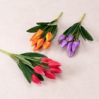 Bunga Sutra Buatan 9 Tangkai Tulip Berumbai - Rangkaian Bunga Mewah Ringan dari Cina untuk Dekorasi Jendela & Pernikahan