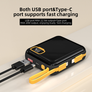 Banco de Energía Portátil Mini de Bolsillo con Carga Rápida de 10000 mAh, Salida USB-C PD22.5W, Cable Integrado y Logotipo Personalizado - Product Image 3