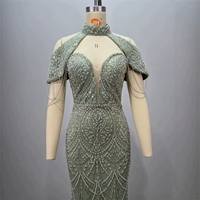 Robe longue moulante à col halter avec chaîne de perles pour femme, robe de soirée de luxe légère