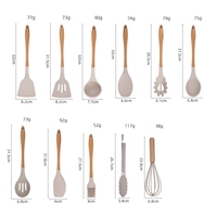 Ustensiles de cuisine en silicone résistant à la chaleur avec manche en bois pour ustensiles de cuisson antiadhésifs : spatule, cuillère, brosse, fouet, pince, louche