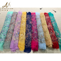 Robes de soirée personnalisées de haute qualité, nouveaux modèles en dentelle, tissu brodé floral perlé sur filet