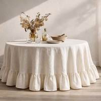 Nappe ronde en coton et lin à volants, style bohème et campagnard, pour hôtel, mariage, événement, tailles personnalisées