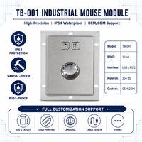 TB-001 Combo de Teclado y Ratón Industrial Resistente al Agua IP54, Dispositivo de Entrada de Montaje en Panel para Terminales de Cajeros Automáticos y Quioscos