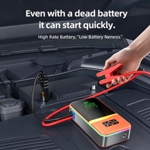 Démarreur de batterie et gonfleur de pneus 2-en-1, booster de batterie de voiture portable 12V 10000-16000mAh avec pompe à air pour SUV - Product Image 4