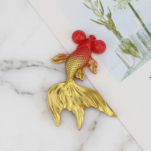 Lucky Koi Fish Cake Toppers Gold Red Plastic Reusable Birthday Decorations Oval Shape Luxury Style - Product Image 2