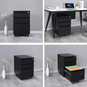 Mobile Pedestal Cabinet Rolling Pedestal Cabinet with 3 <b>Drawers</b> Under Office Desk Home Office Modern Slim <b>Filing</b> Mobile Cabinet - Product Image 2
