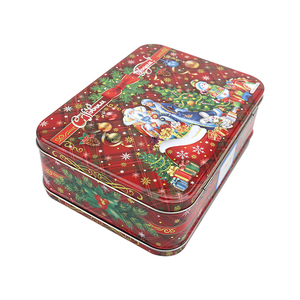 Giáng sinh hình chữ nhật tinplate kim loại <span class=keywords><strong>Retro</strong></span> ăn trưa Cookie lon hộp thiếc quà tặng với in offset cho Craft Candle & Stickers - Product Image 4