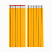 Crayons promotionnels jaunes HB avec gomme, pré-affûtés, hexagonaux, écriture fluide, vente en gros pour écoles et bureaux, logo personnalisé, cadeau OEM