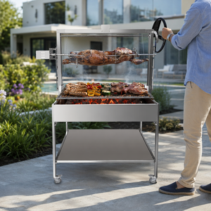 Parrilla Portátil Argentina para Ahumar y Asar con Carbón y Asador Giratorio - Product Image 3