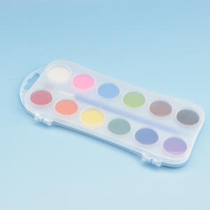 12 couleurs solide aquarelle peinture <span class=keywords><strong>gouache</strong></span> peinture avec pinceau pour enfants - Product Image 3