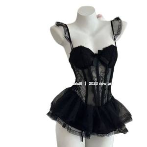 Robe de lingerie en dentelle extensible de style français minimaliste, corset, costume pour la <span class=keywords><strong>romance</strong></span> et le plaisir - Product Image 5