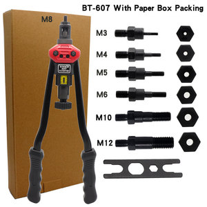 Bt-607 Manual <b>Rivet</b> <b>Nut</b> Gun M3 M12 Steel Hand <b>Tool</b> Kit For Metal Fastening With Bits Set - Product Image 1