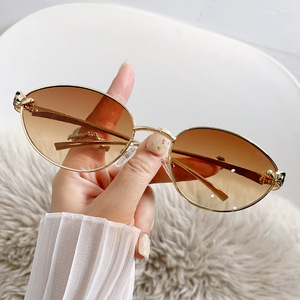European American Style <b>Frameless</b> Sunglasses Leopard Head Design Metal <b>Frame</b> UV400 Protection Unisex Sunshades - Product Image 4