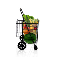 Chariot à main pliable antirouille avec Logo personnalisé, petit chariot de supermarché en alliage d'acier pliable pour épicerie végétale