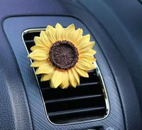 Diffuseur de parfum 3D Tournesol pour grille d'aération de voiture, en plâtre naturel, élégant motif floral, accessoires intérieurs de voiture pour femme, cadeau
