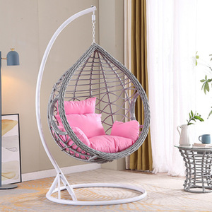 كرسي أرجوحة معلق من الراتان لجميع الأحوال الجوية - مقعد فردي مع وسادة قابلة للإزالة للحديقة والفناء - Product Image 2