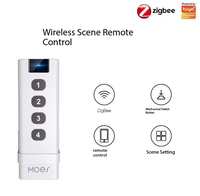 Interrupteur de Scène Intelligent Zigbee Tuya pour Maison Connectée avec Minuteur, Télécommande Sans Fil 4 Boutons pour Scénarios Zigbee